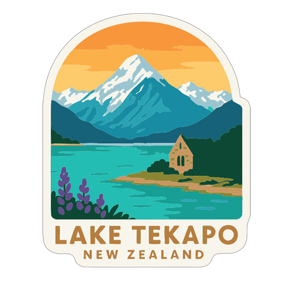 Lake Tekapo New Zealand Sticker Decal Vinyl Die-Cut Symbolic Landmark Design