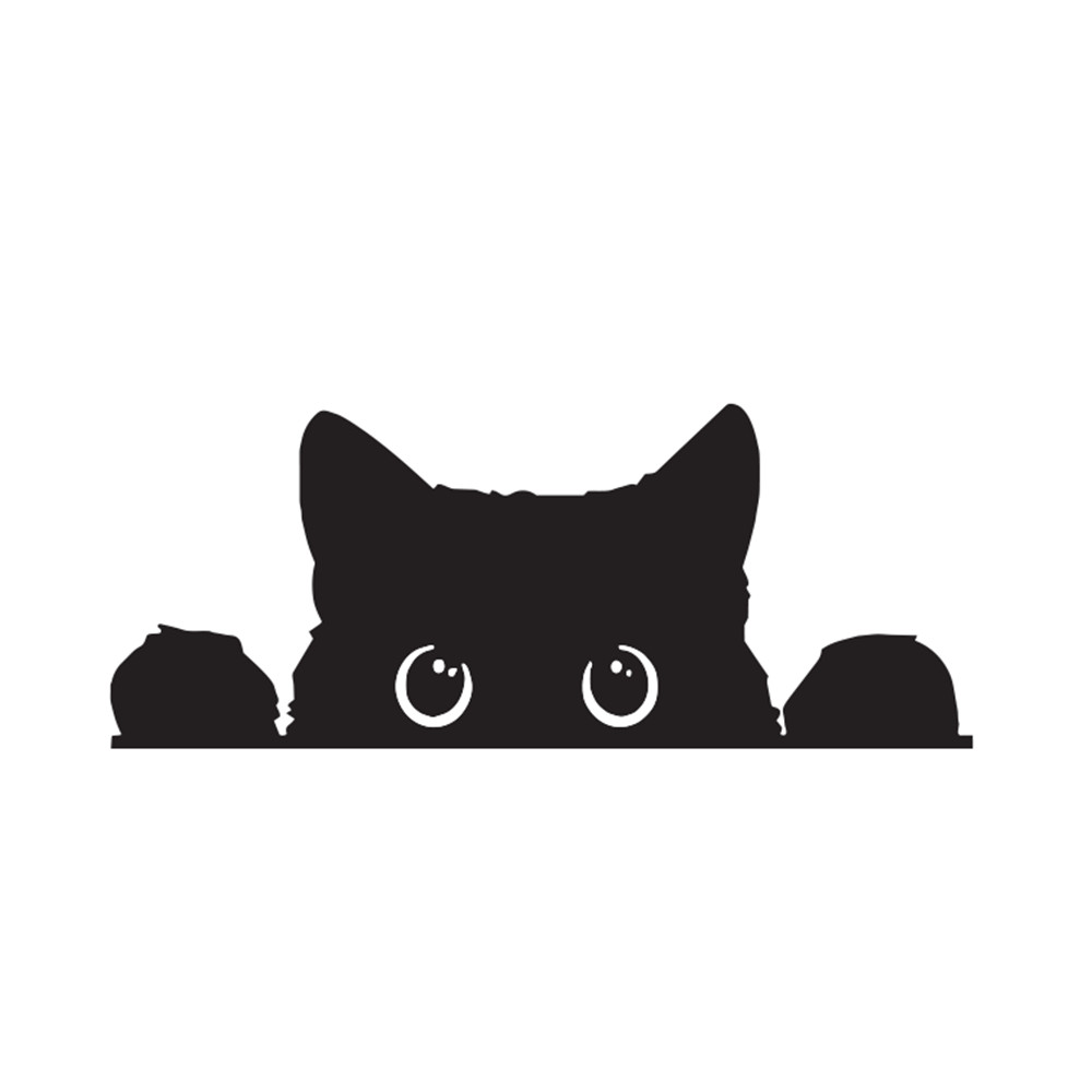 5″W x 2″H Peeking Black Cat Decal, Funny Sticker for Car, Laptop, Window
