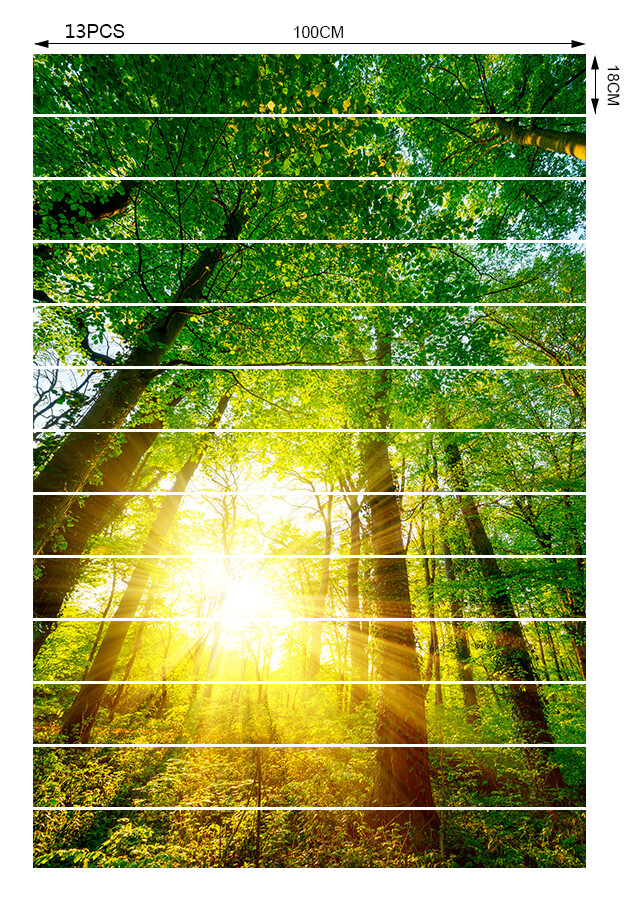 13pcs 3D Sunshine Green Forest Riser Decal Self-adhesive Staircase Stickers New