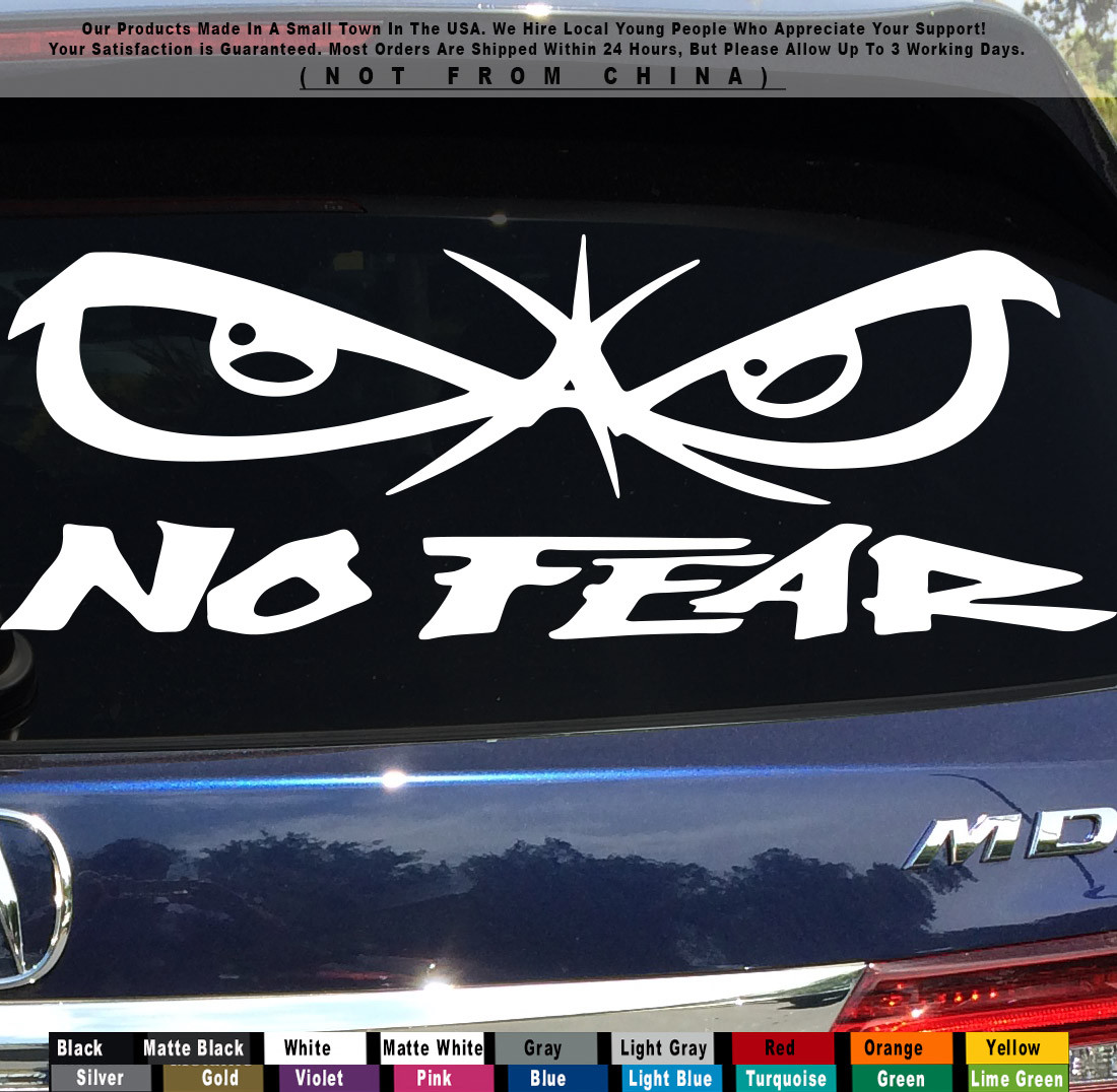JDM Angry Eyes No Fear Text Stance Turbo illest Car Fits Jeep Truck Sticker Deca