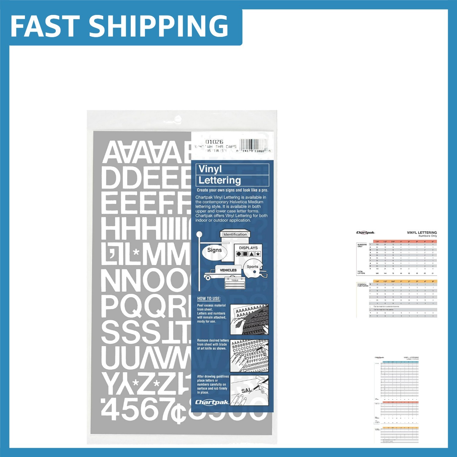 Versatile Self-Adhesive Vinyl Letters and Numbers – 3/4″ High, White Pack