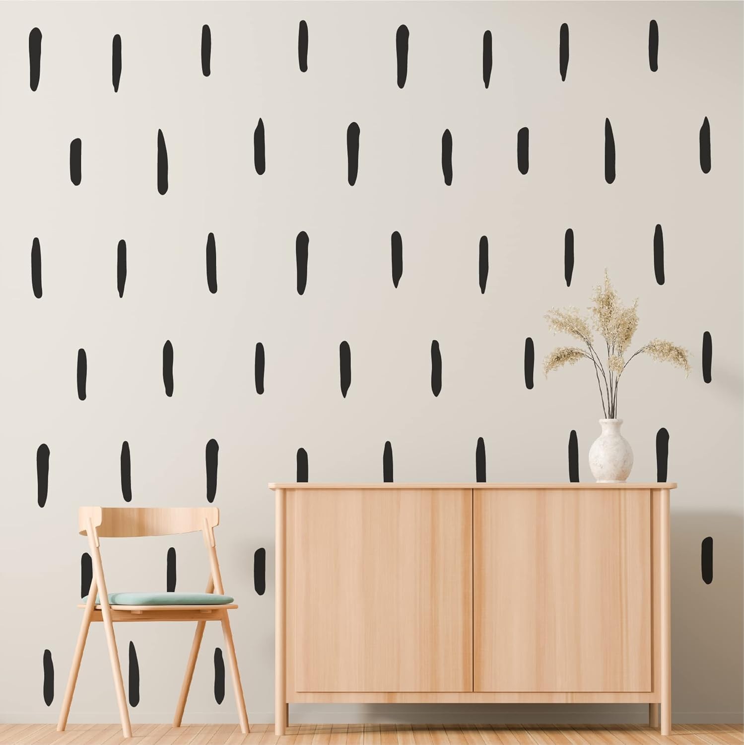 Black Thick Irregular Line Vinyl Abstract Wall Decals, Peel and B,