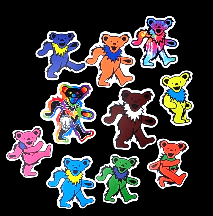 Grateful Dead Dancing Bears Stickers, Grateful Dead Decals, 10pcs.