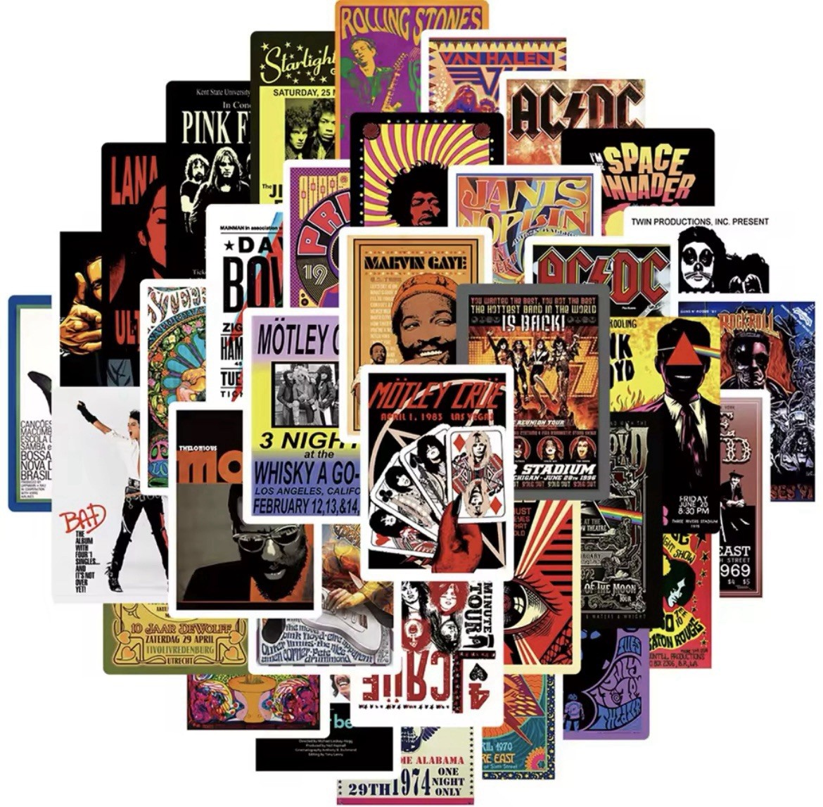 Musical Style Stickers 50pk Fun Classic Rock Singer Stickers Art FREE SHIPPING