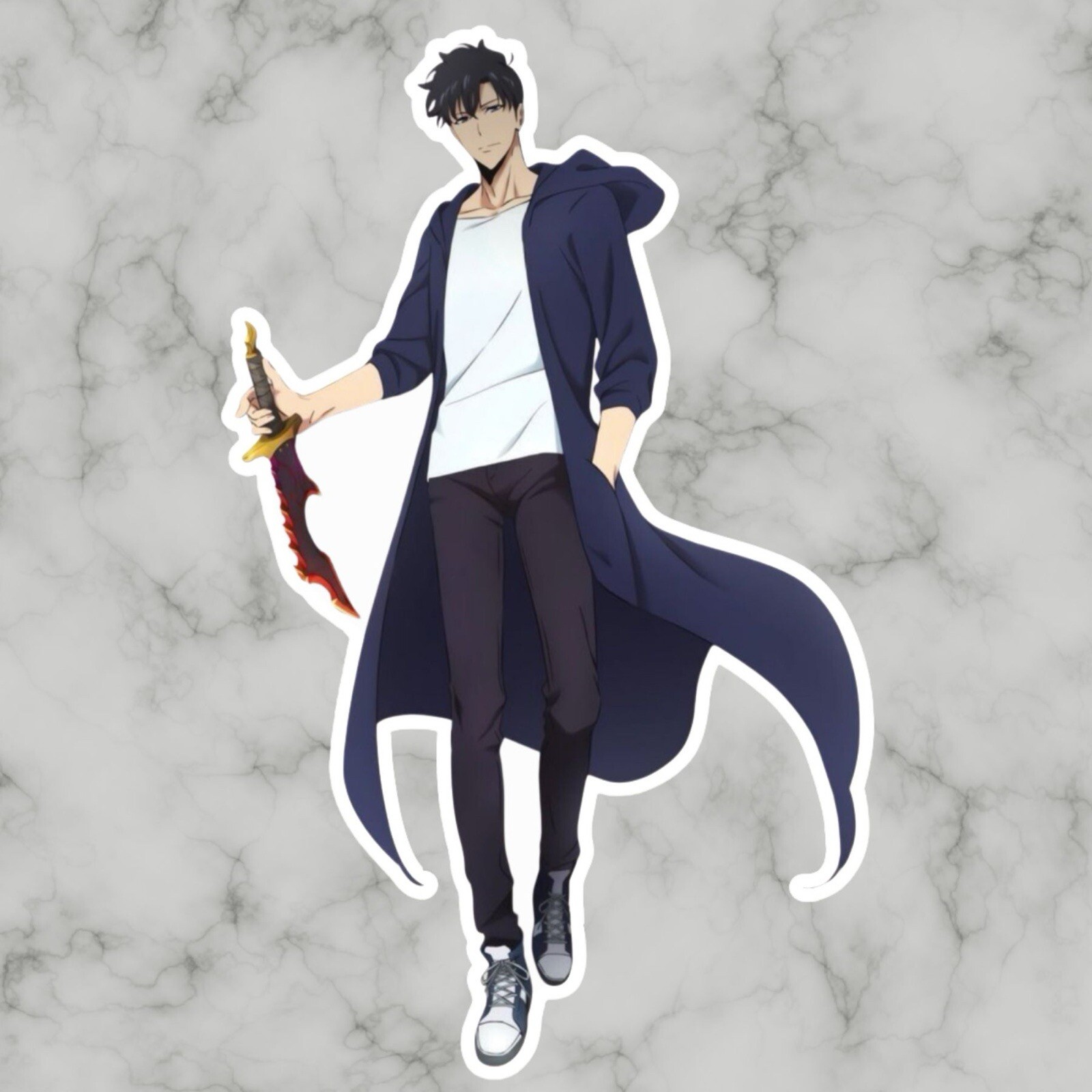Solo Leveling Sung Jinwoo Hunter Player, Cool Cute Glossy Vinyl sticker, Decal