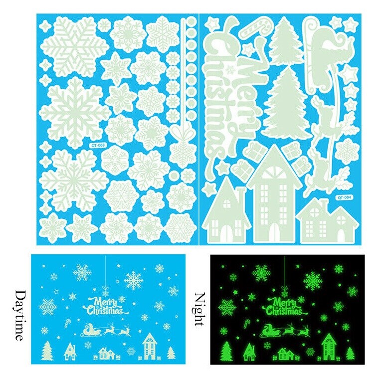 Merry Christmas Window Clings Sticker Snowflake Santa Claus Home Xmas Wall Decor