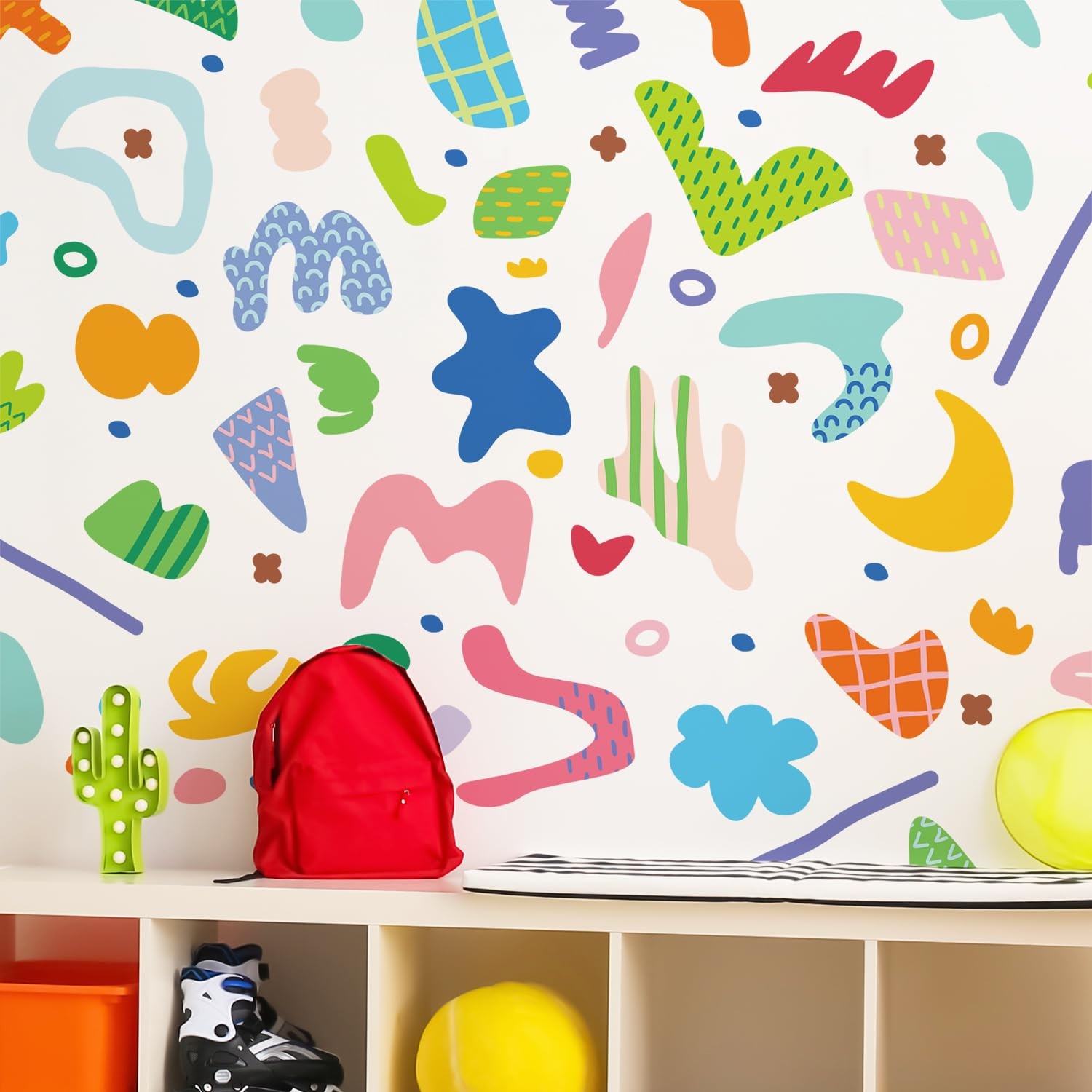 Original Hand Drawn Memphis Colorful Abstract Shape Wall Decals Peel and Stic…