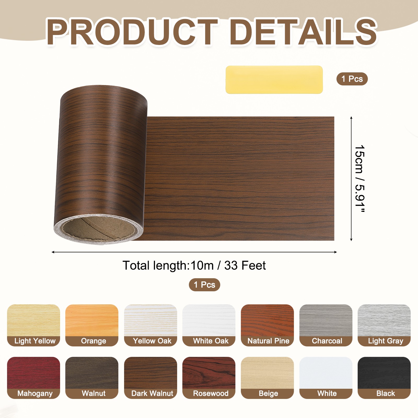 5.91″ x 33′ Wood Grain Repair Tape, Dark Walnut