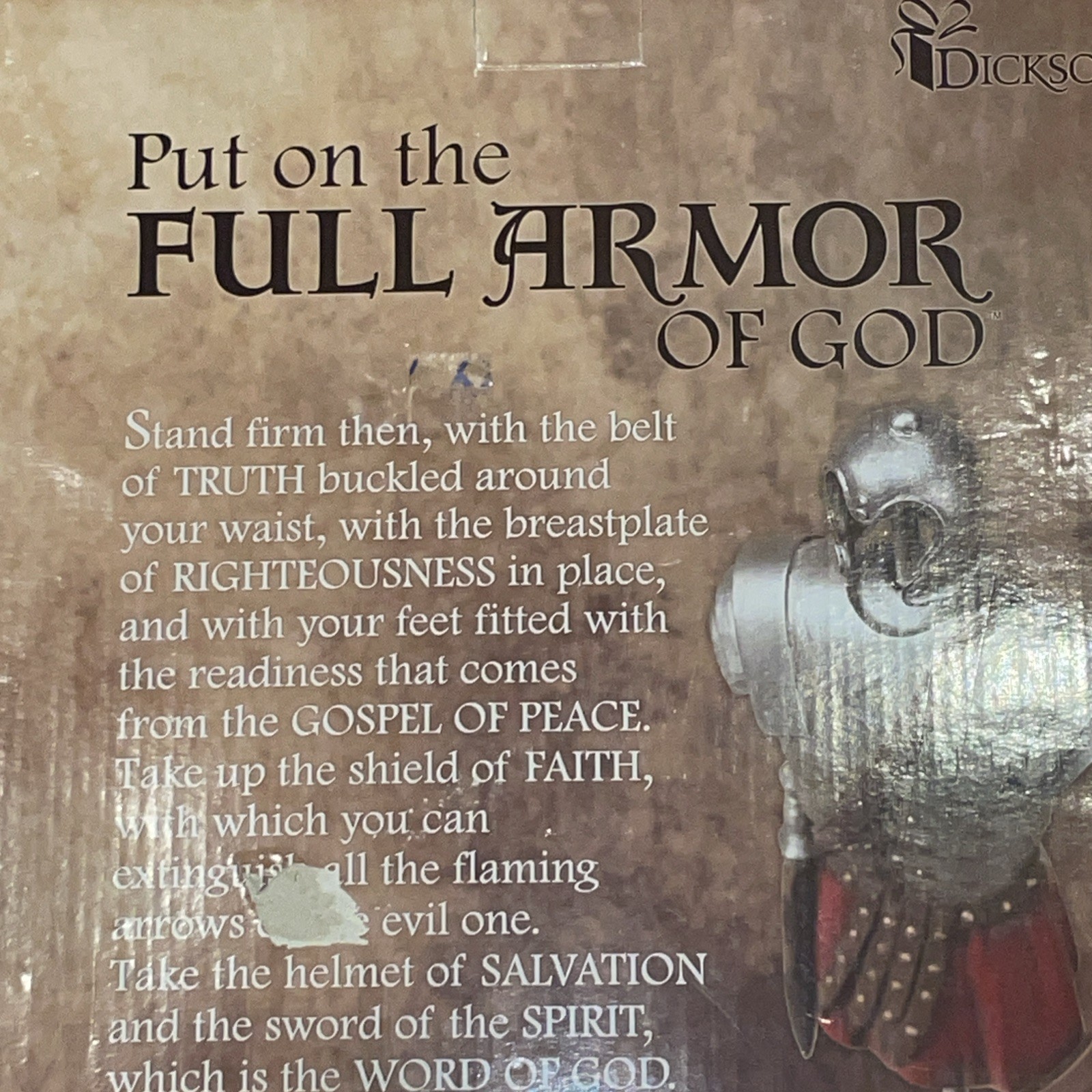 Put On The Full Armour Of God Resin Antique Brass Finish Wall Plaque 12”