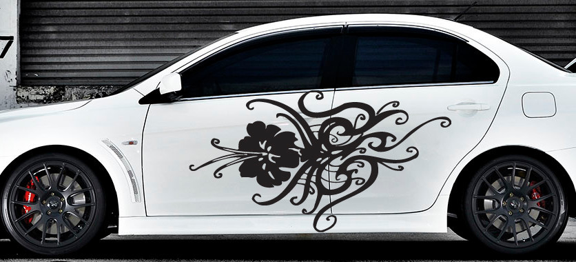 Wall Sticker Vinyl Car Floral Boat Vinyl Graphics Decal Left & Right Side (z979)