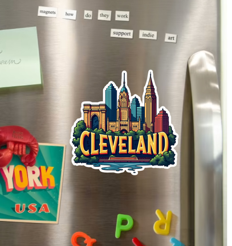 Cleveland Ohio Fridge Magnet or Laptop Sticker