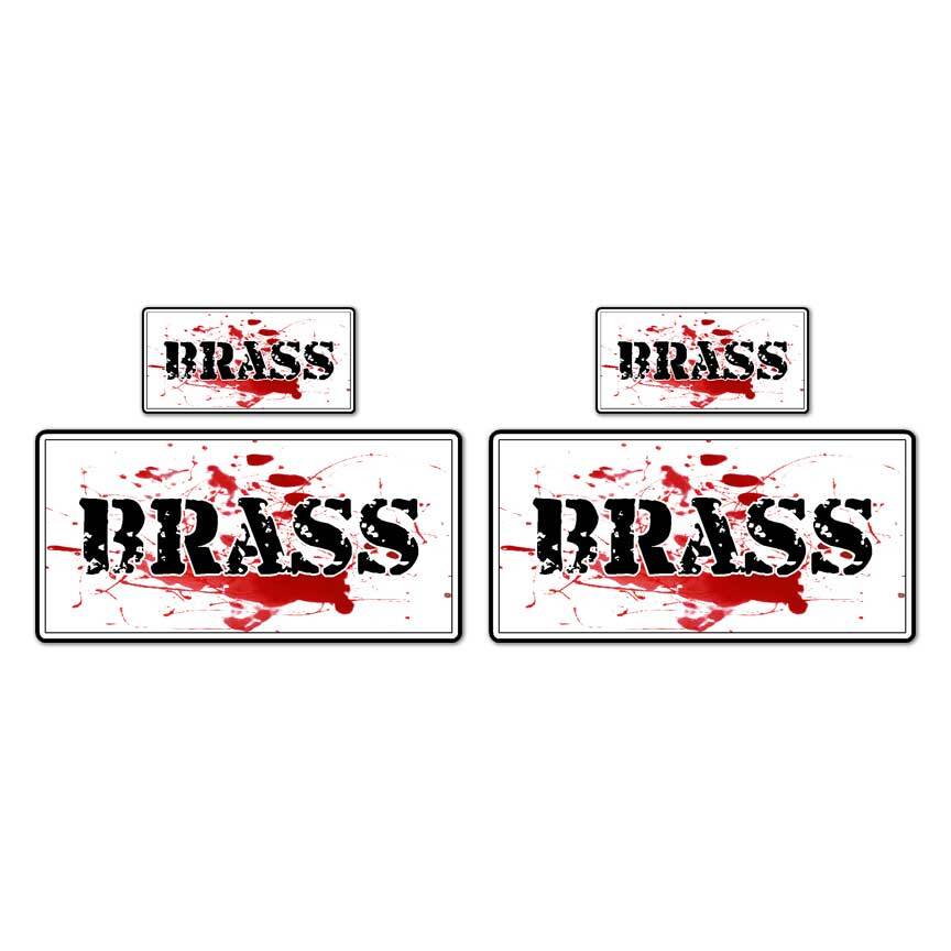 Brass Bloody Ammo Box Set, Vinyl Decal Sticker, 2@ 1″x2″ & 2@ 2″x4″, #8473