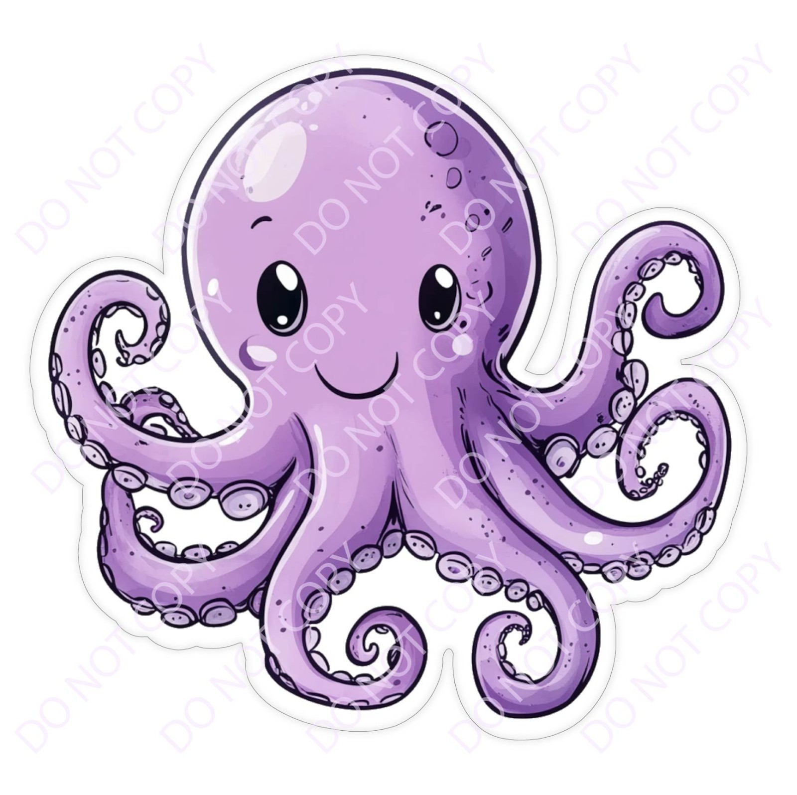 Laminated Vinyl Decal Die Cut Waterproof Sticker – Purple Octopus