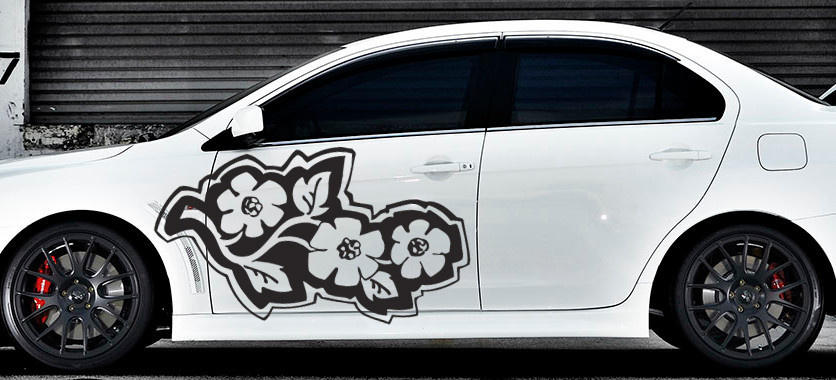 Vinyl Decal Floral Flower Car Boat Graphics Left & Right Side 2 Stickers (z961)