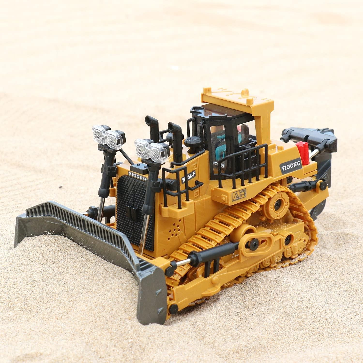 RC Bulldozer Toys for Boys, Construction Remote Control Bulldozer with Metal bul