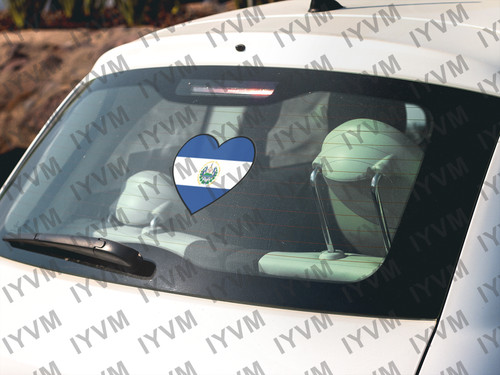 El Salvador Flag Heart Sticker Decal
