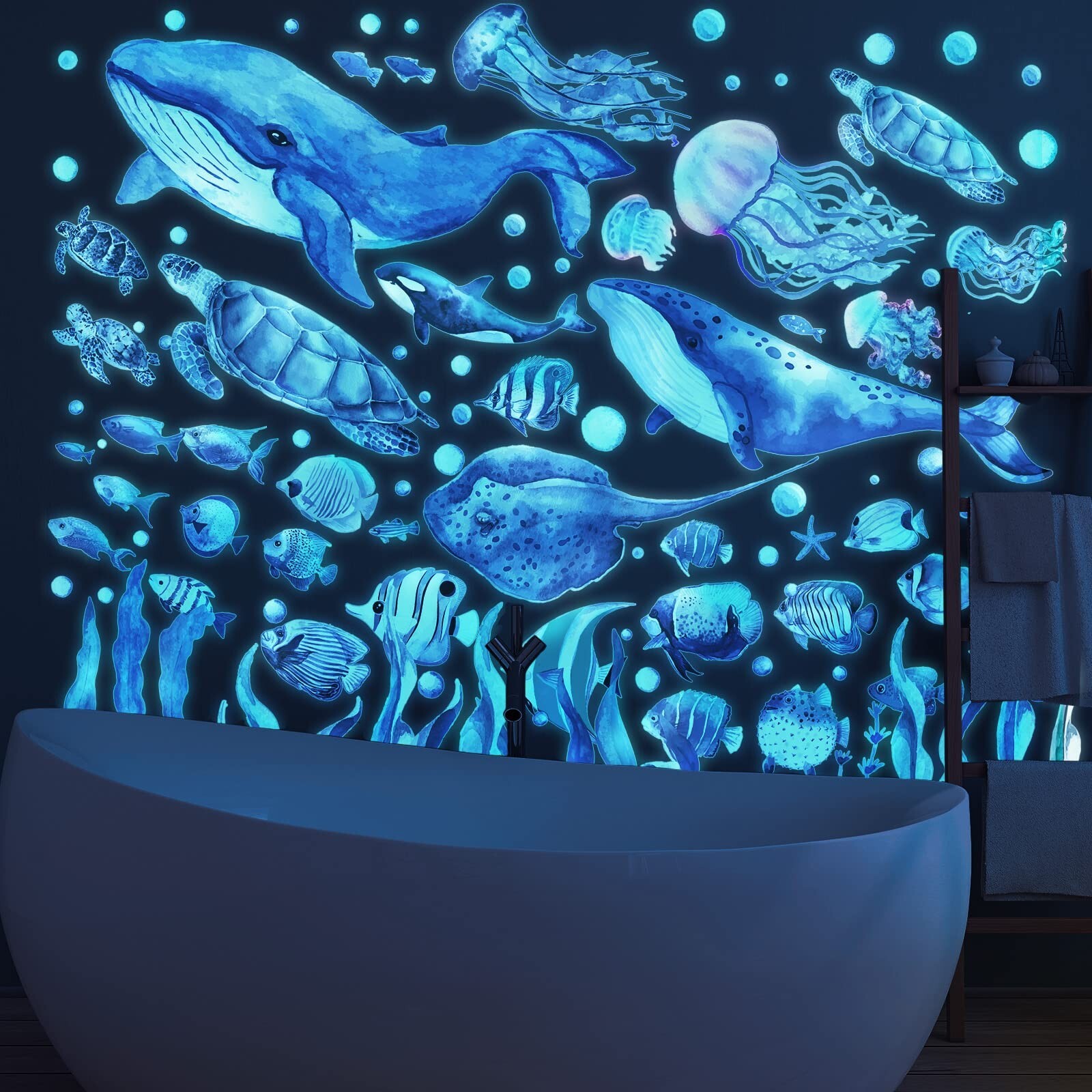 Glow in The Dark Under The Sea Wall Decals Glowing Ocean World Themed Wall St…