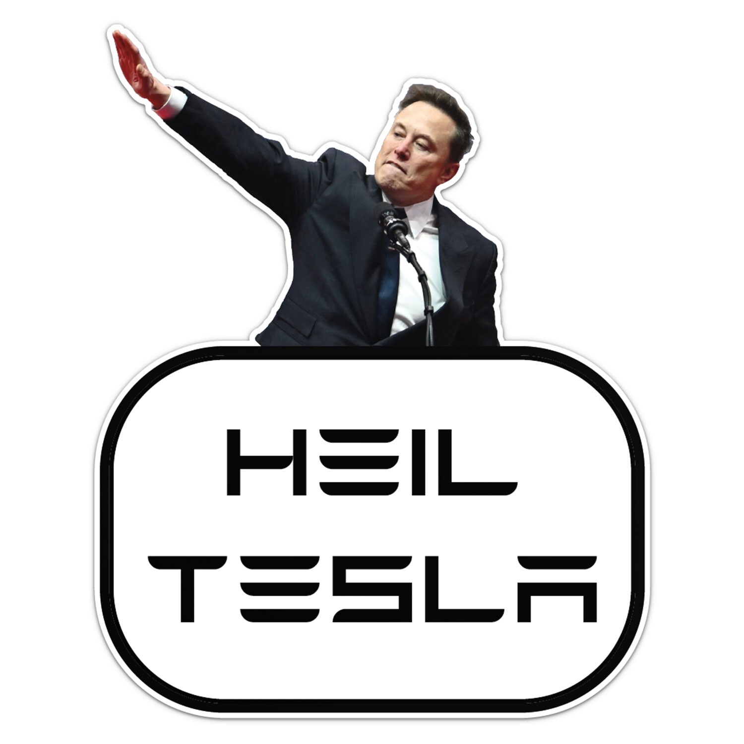 Elon Heil Tesla White Sticker Car Bumper Vinyl Decal