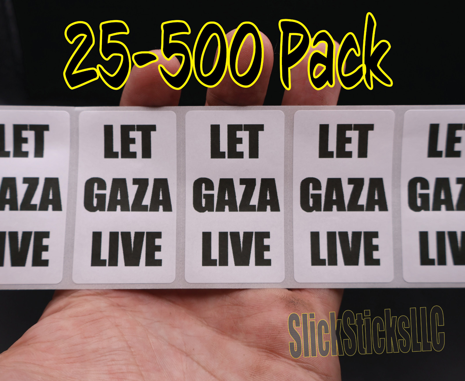 «LET GAZA LIVE» 25-500 Pack stickers Palestine bulk lot labels free anti war end