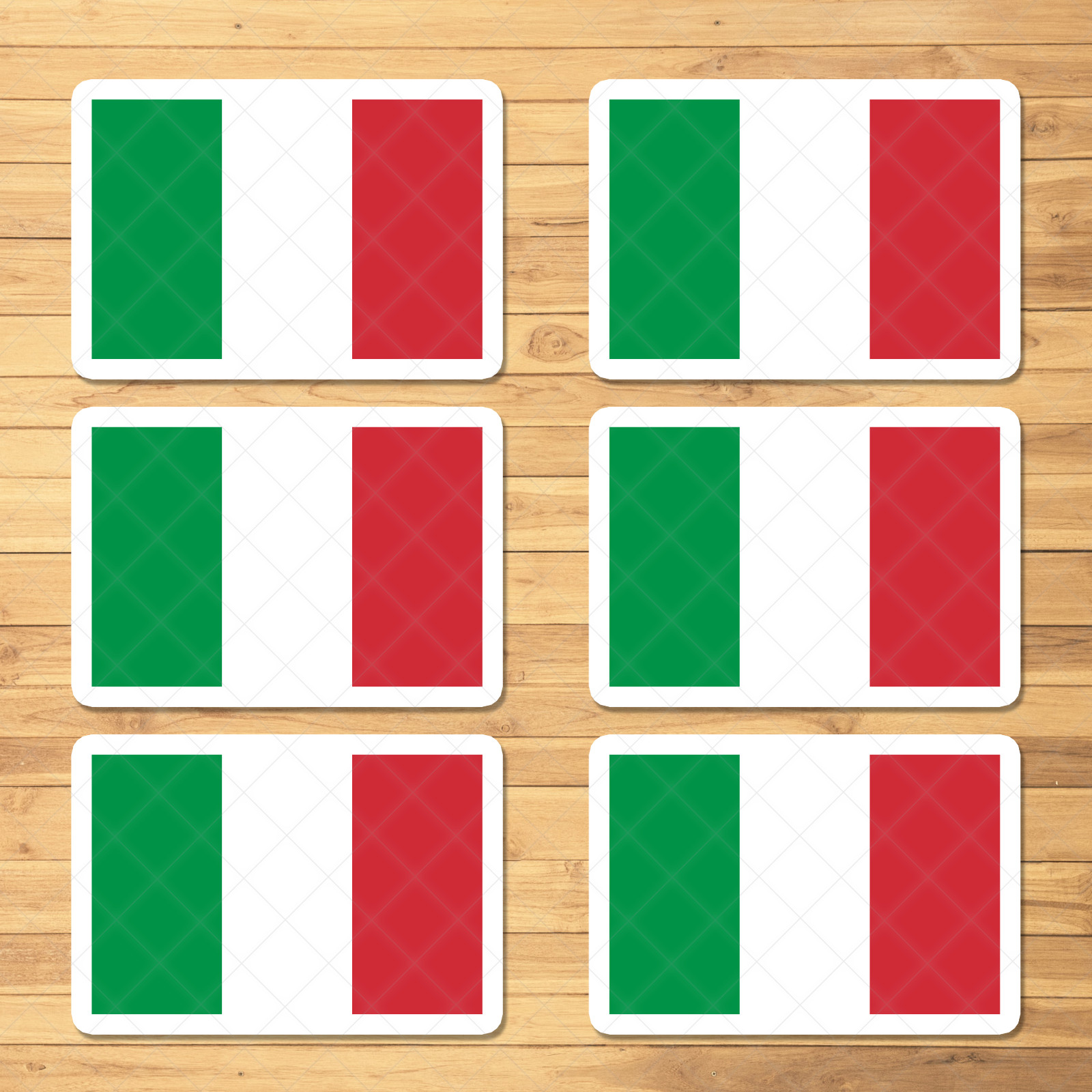 6 Pack Italian Flag Sticker Pack – Italy Flag Decals for Laptop, Car, Window