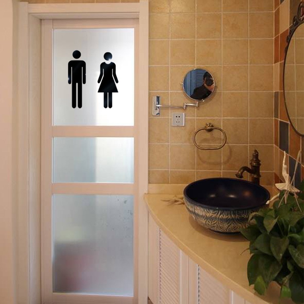 Brand New Sticker Toilet Sign Signage WC Door 1 Pair 3D for acrylic Bathroom