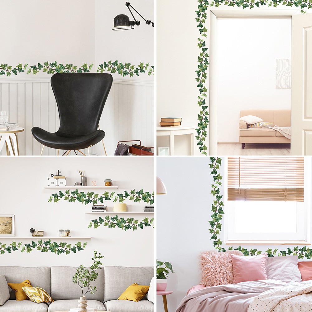 Removable Wall Stickers Ivy Leaf Vines Foliage Climbing Green Leaves Decor DIY