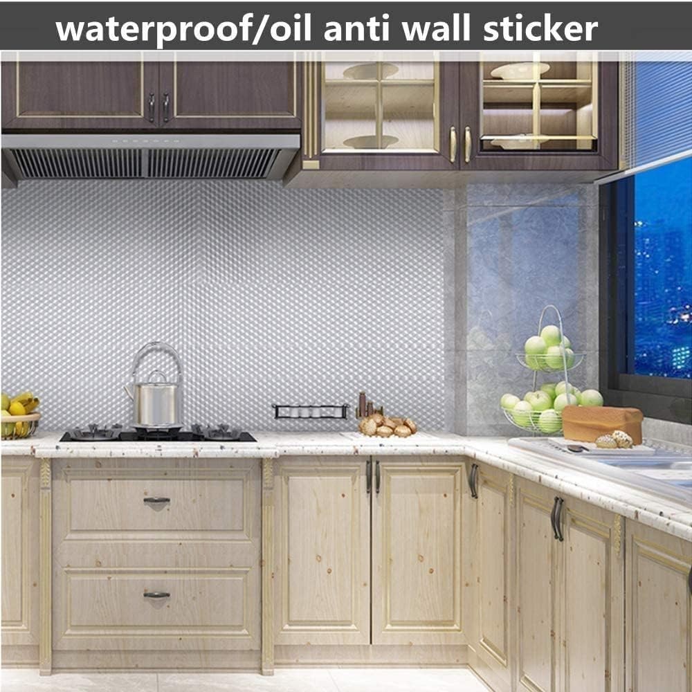 Silver Space-Themed Self-Adhesive Kitchen Backsplash & Drawer Liner, 15.7×196.9″