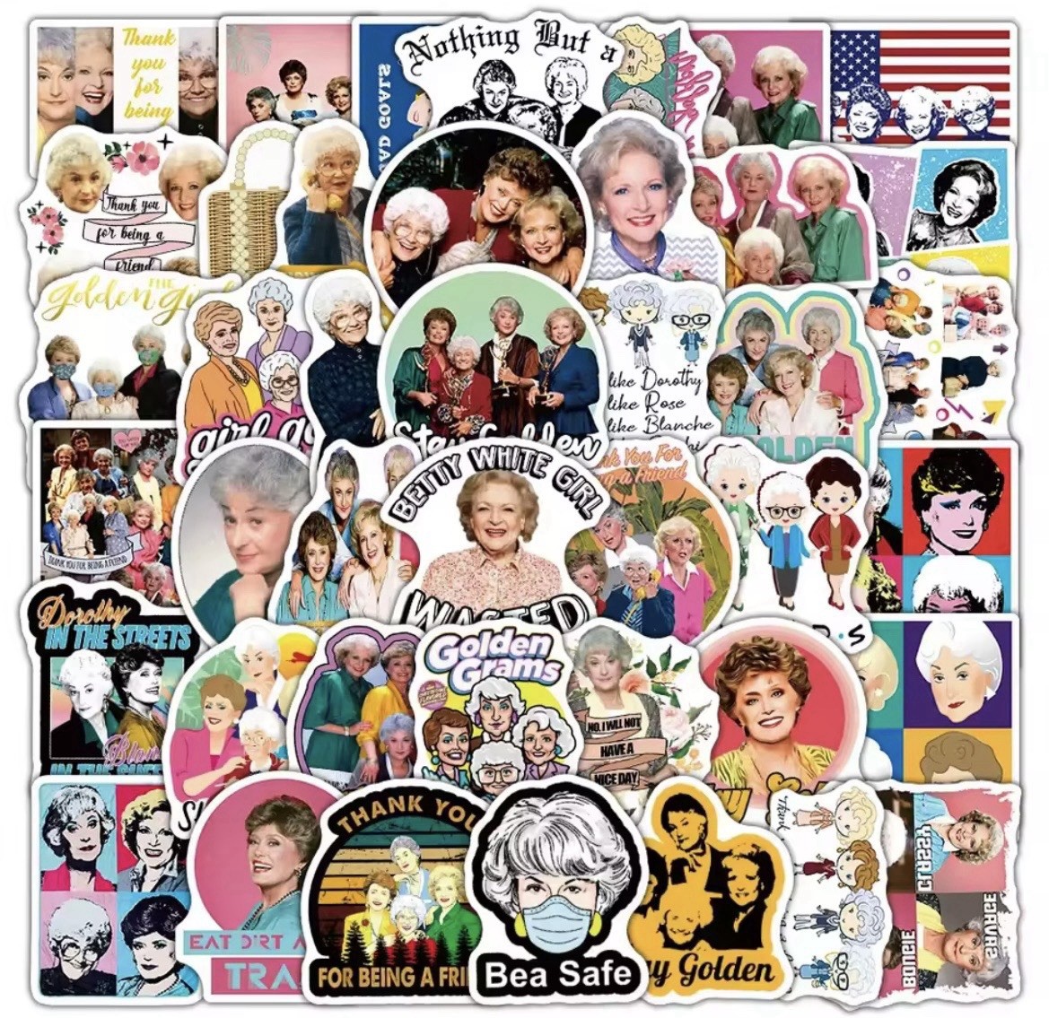 Golden Old Lady Girls Stickers 50pk Classic Golden Girl Characters FREE SHIPPING
