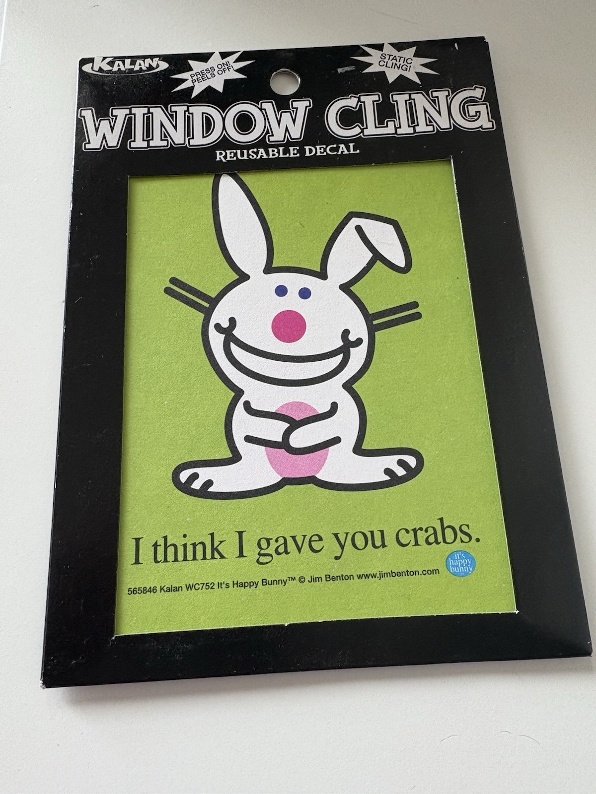 Happy Bunny Window Cling NOS