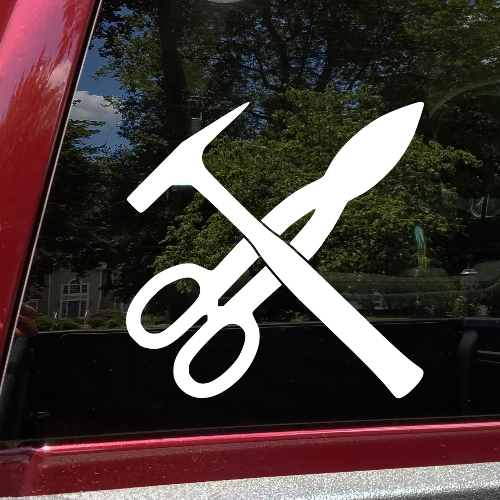 Crossed HVAC Sheet Metal Tools Vinyl Decal Tin Snips Tinners Hammer Garage Stick