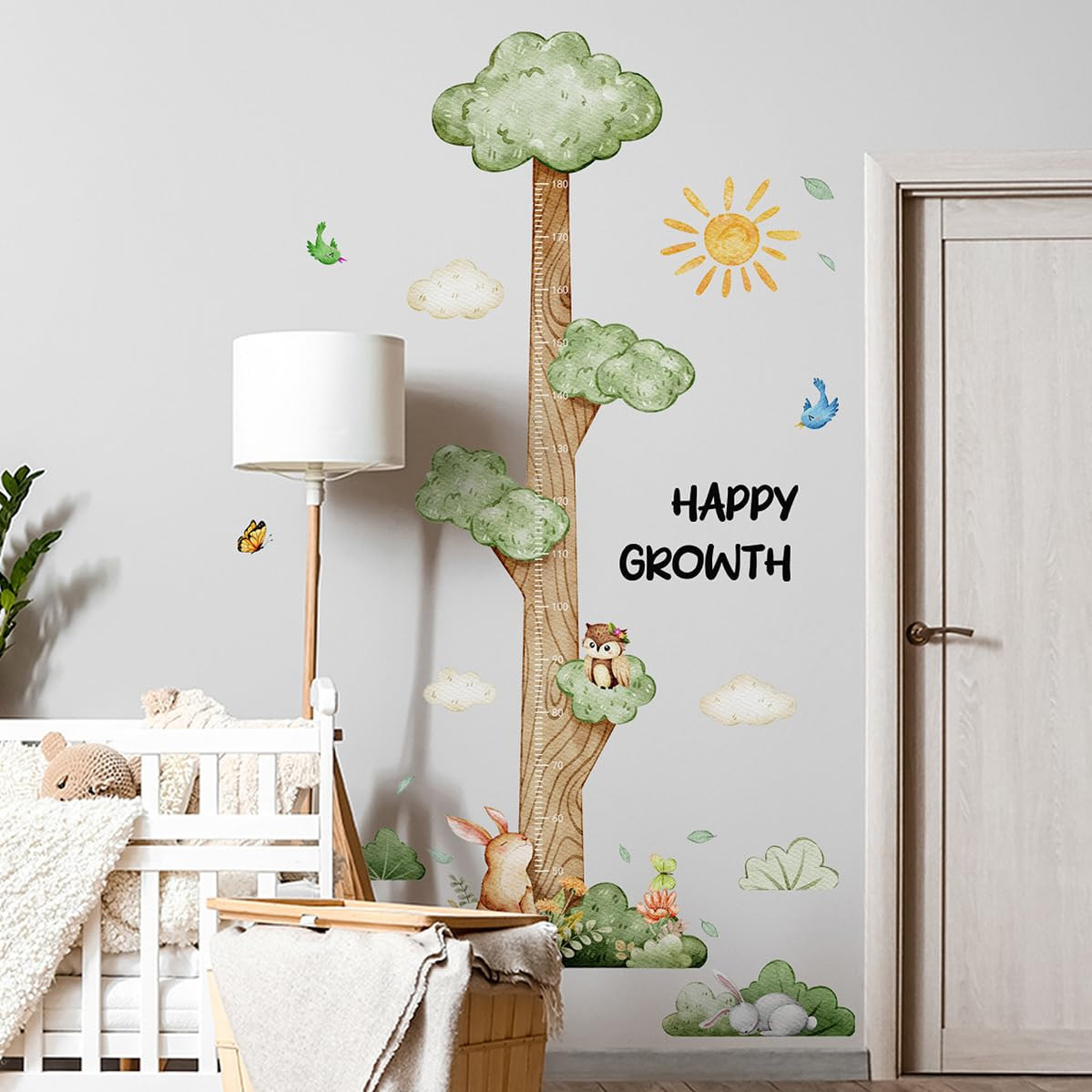 3D Cartoon Height Growth Chart for Kids Wall Stickers Removable DIY Jungle Anima