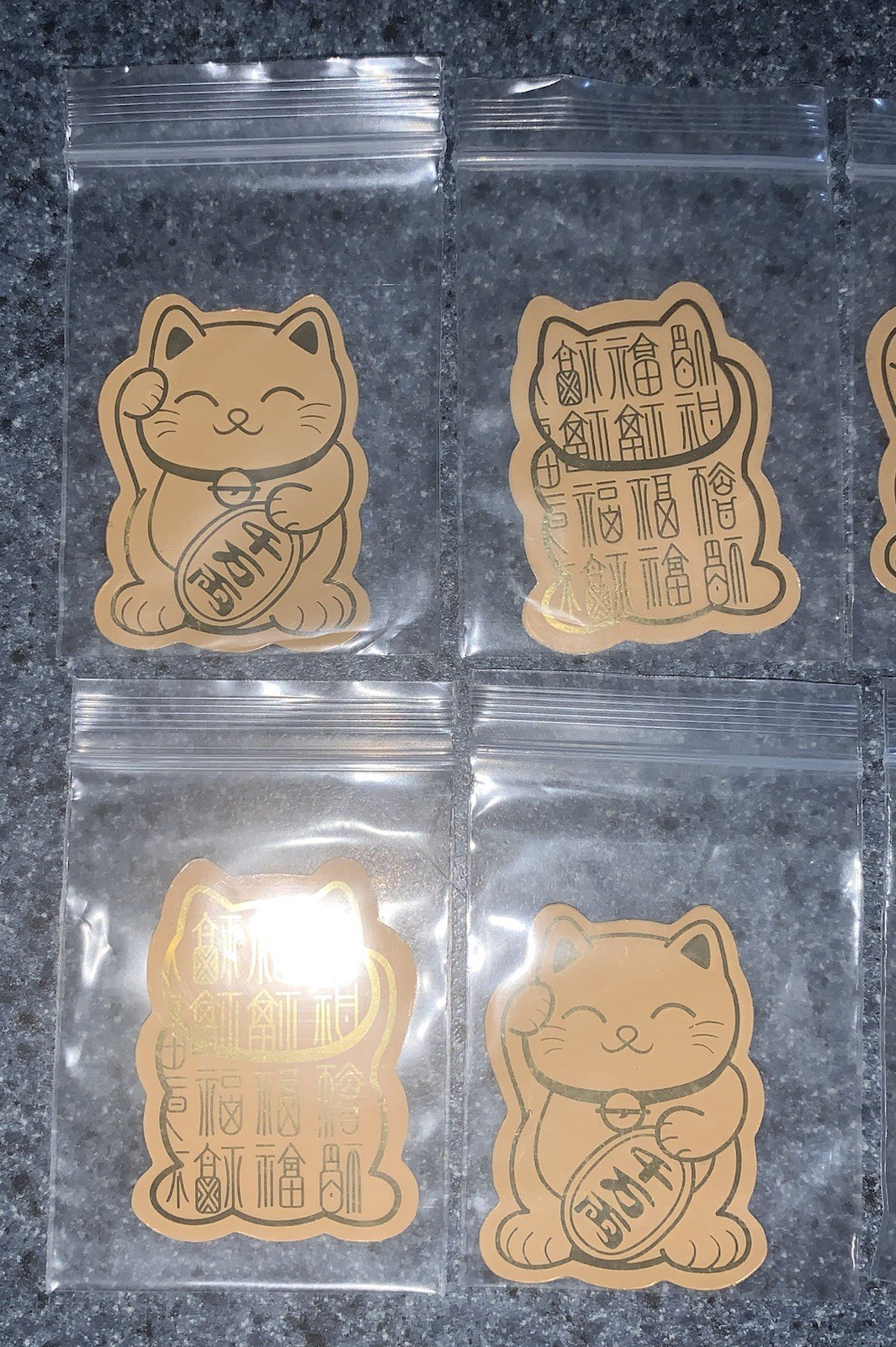 Golden Japanese Kawaii Maneki-Neko Beckoning Cat Lucky Talisman Token Decal 1 PC