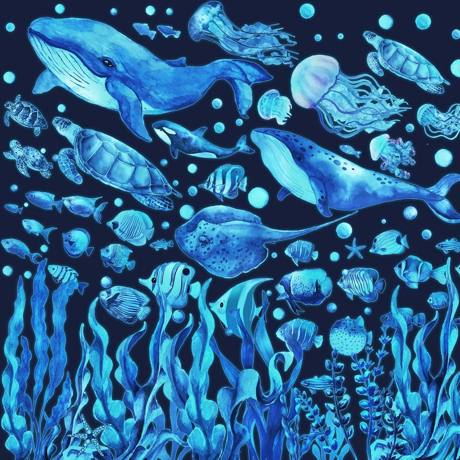 Glow in the Dark under the Sea Wall Decals Glowing Ocean World Themed Wall Stick