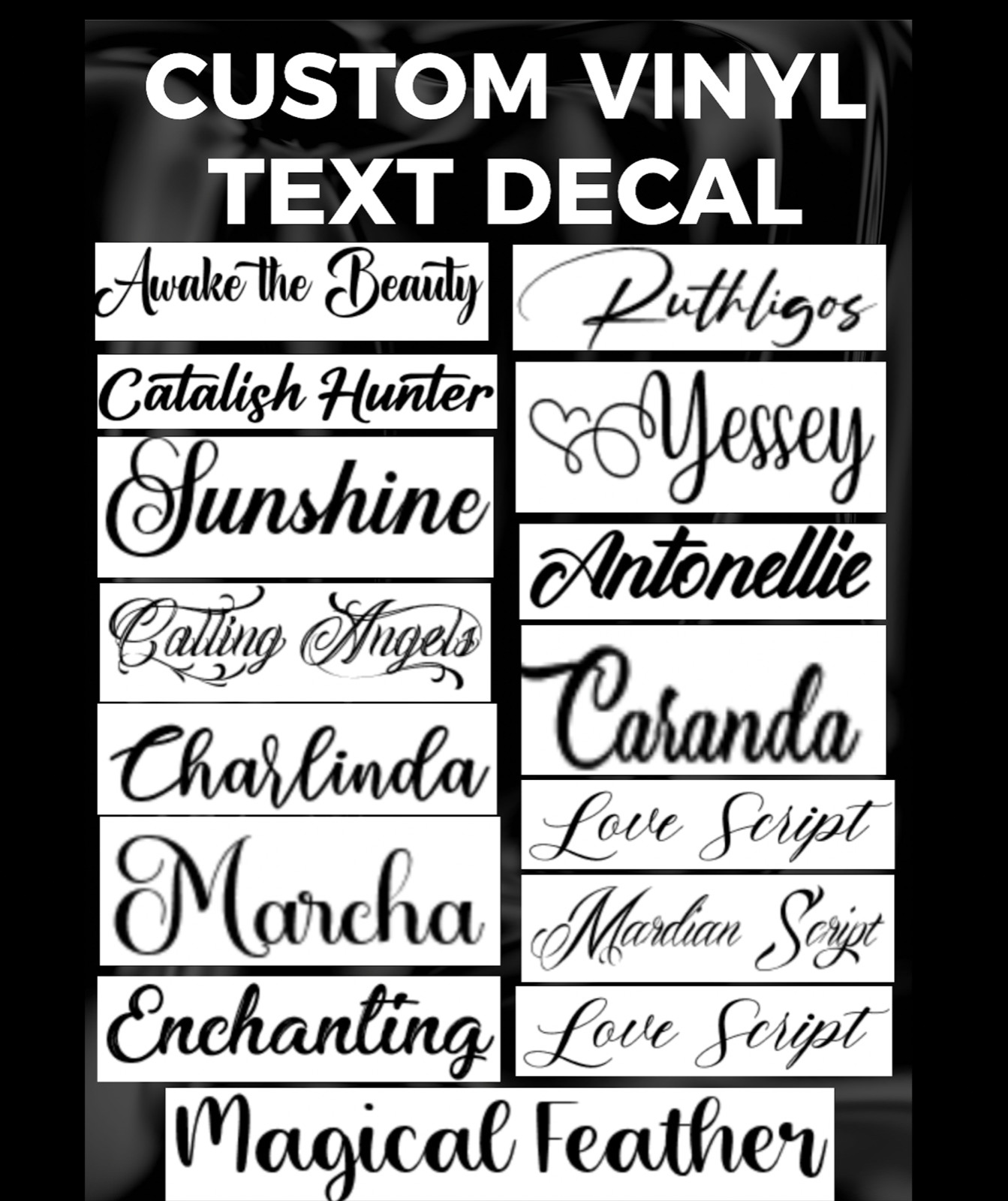 Cursive Custom Text Vinyl Decal Sticker Script | Personalized Lettering Fancy-