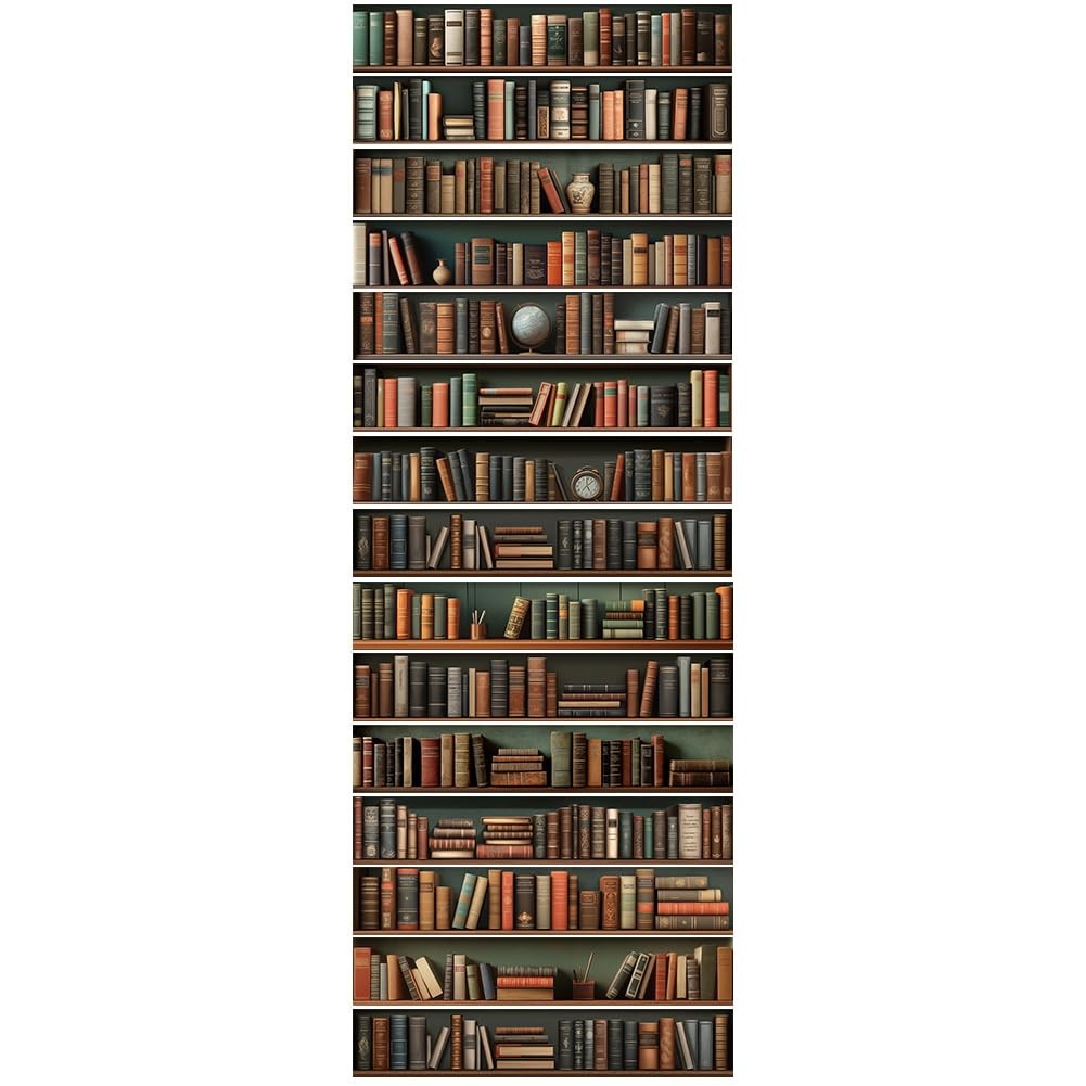 15 Strips Vintage Bookshelf Stair Decals, Peel and Stick Stair Riser Stickers…