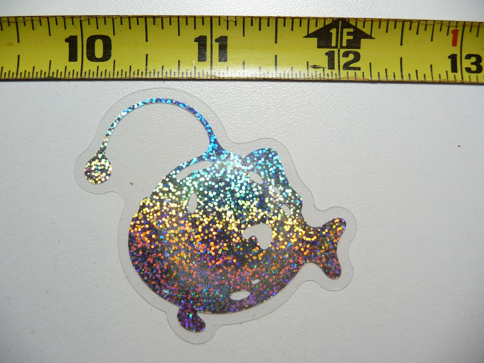 HOLOGRAPHIC ANGLER FISH SMALL STICKER DECAL OCEAN SEA LIFE SPARKLE