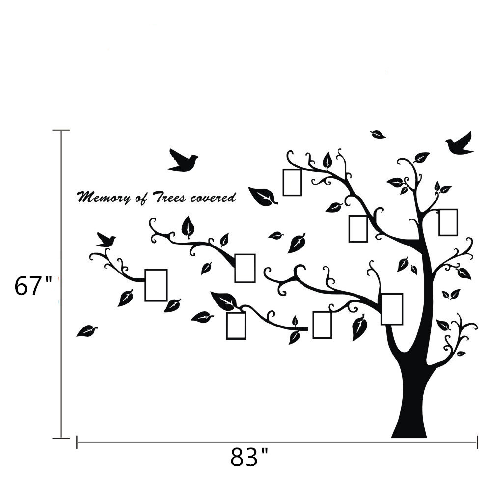 67»x83» Tree Family Frame Photo Wall Stickers Removable Decal Vinyl Art Mural