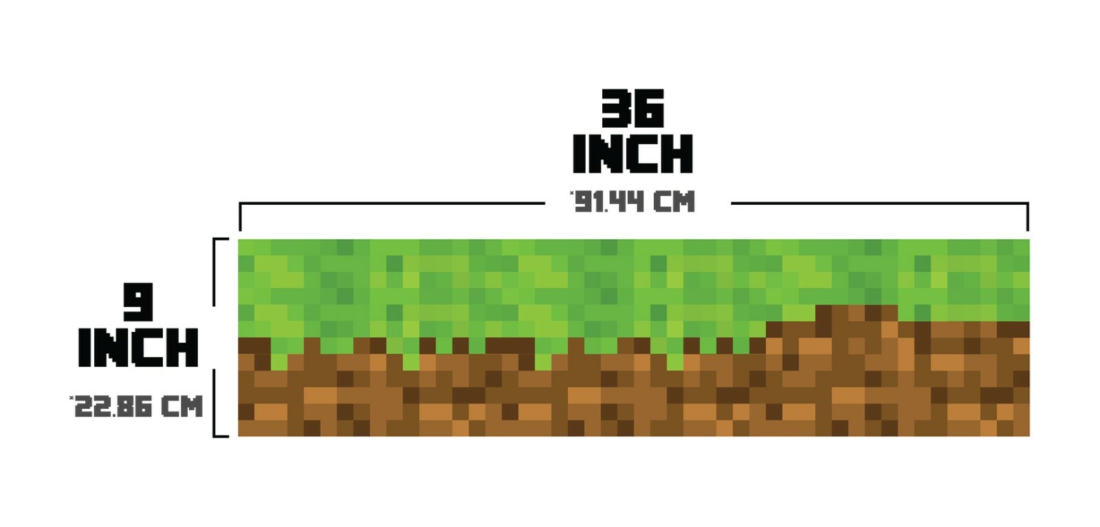 Pixel Mine Grass Border – Peel and Stick Wall Decal – 9″ tall x 36″ wide