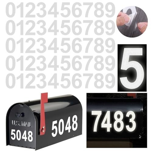 Reflective Mailbox Numbers Sticker Waterproof Vinyl 2 Inch 5 Sets Self Adhesive