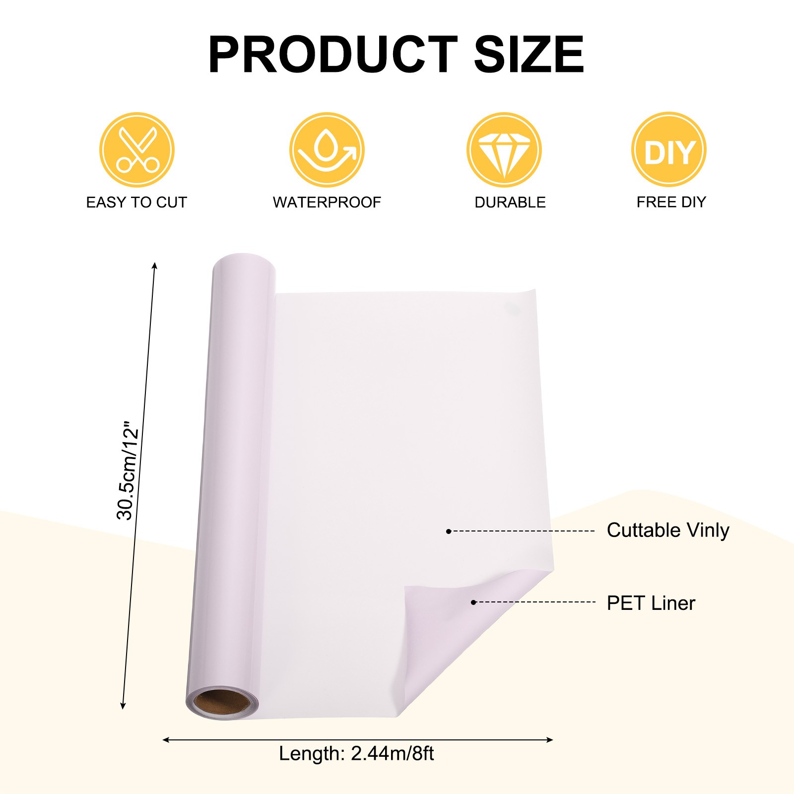 Light Pink Permanent Vinyl, 12 Inch x 8ft Vinyl Roll