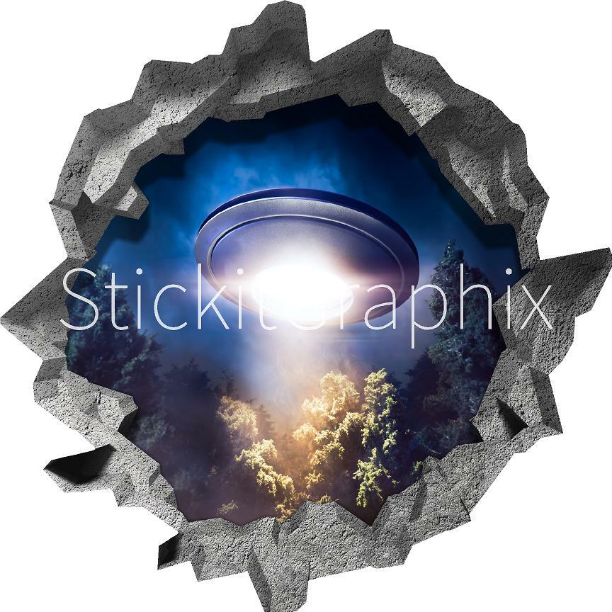 Hole in the Wall ALIEN UFO #1 3D Wall Decal Space Vinyl Wall Sticker Removable