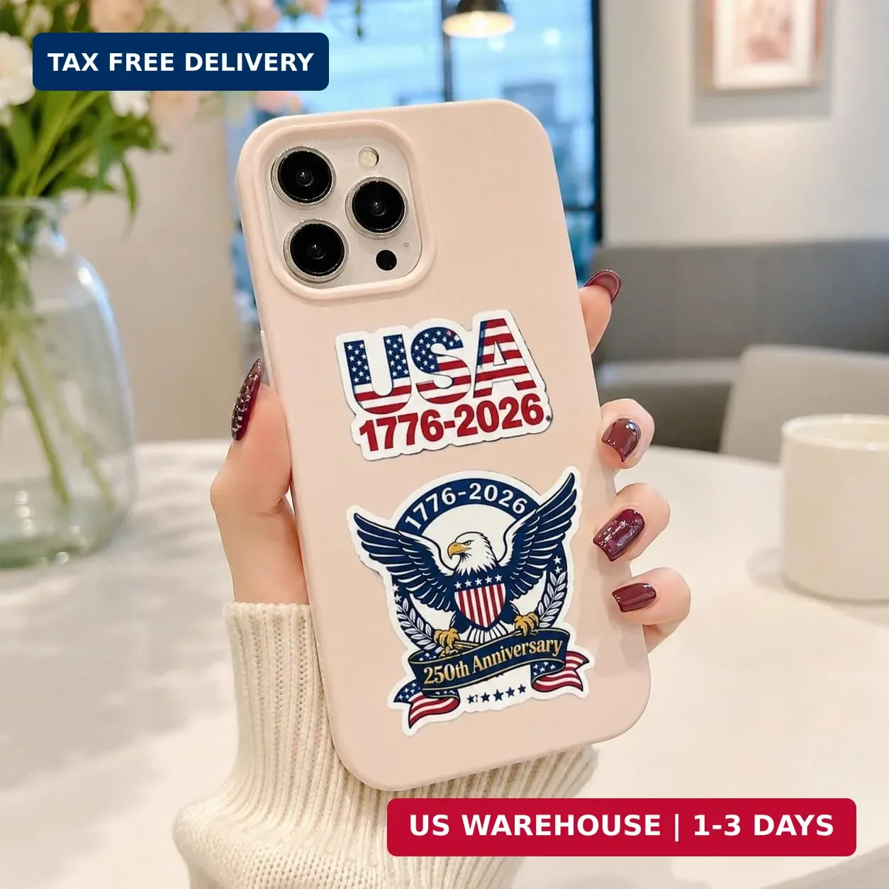 50Pcs 250th Anniversary Sticker USA 250 Years of Freedom Anniversary Waterproof