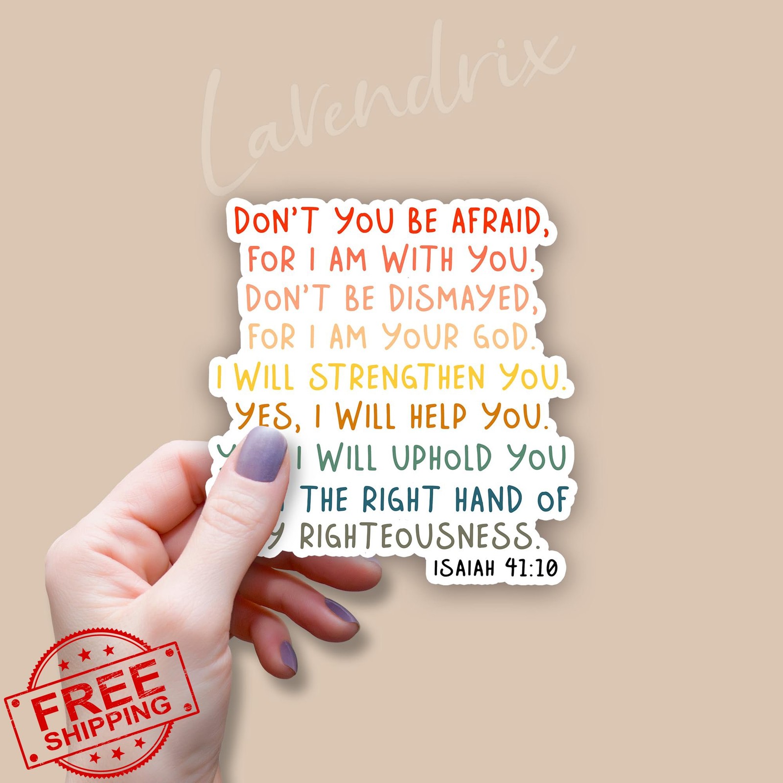 Christian Isaiah 41:10 Sticker Pack 3″x3″ Bible Verse Vinyl Decal