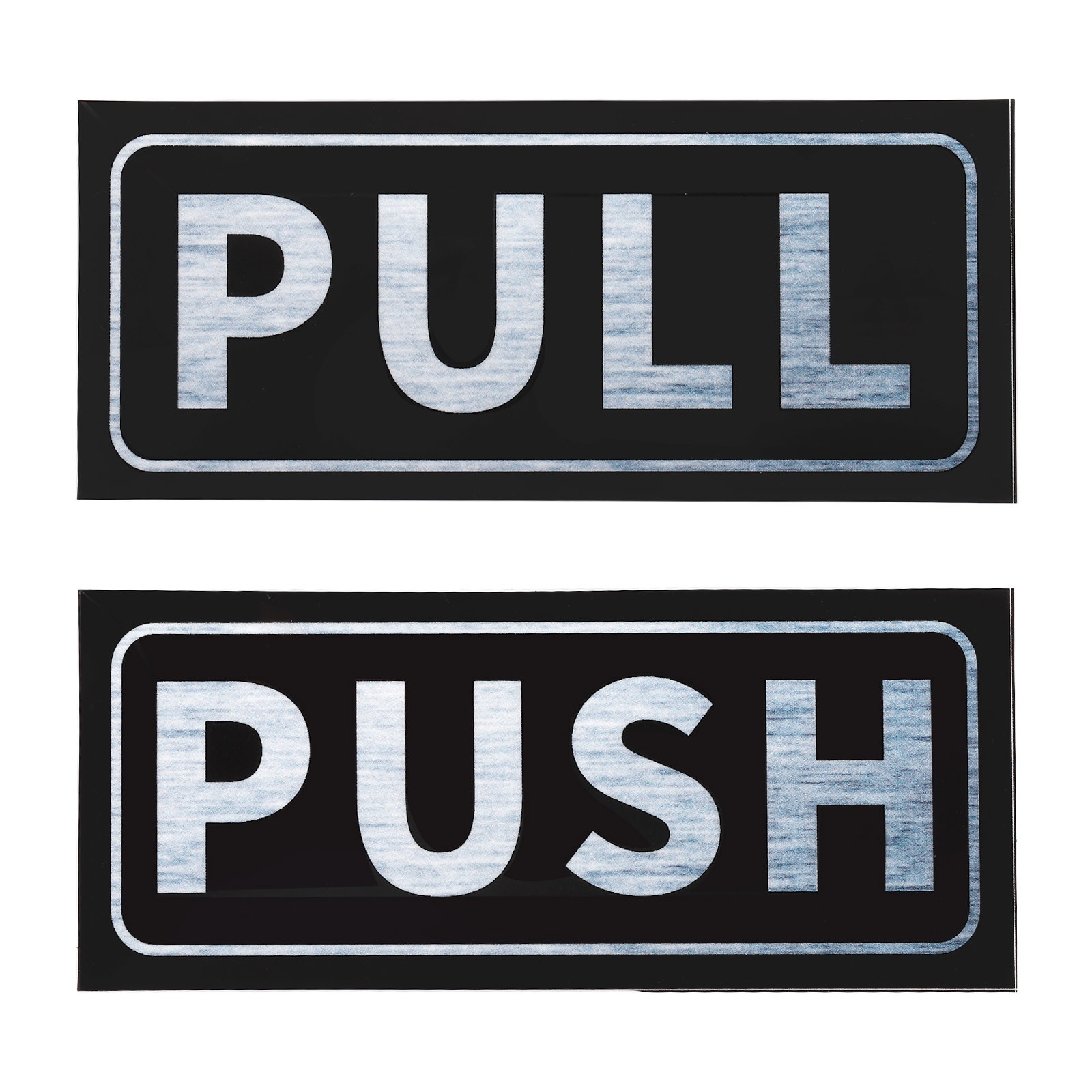 1Set Push Pull Door Sign 2″x5″ PVC Adhesive Horizontal Pull Push Sticker Silver