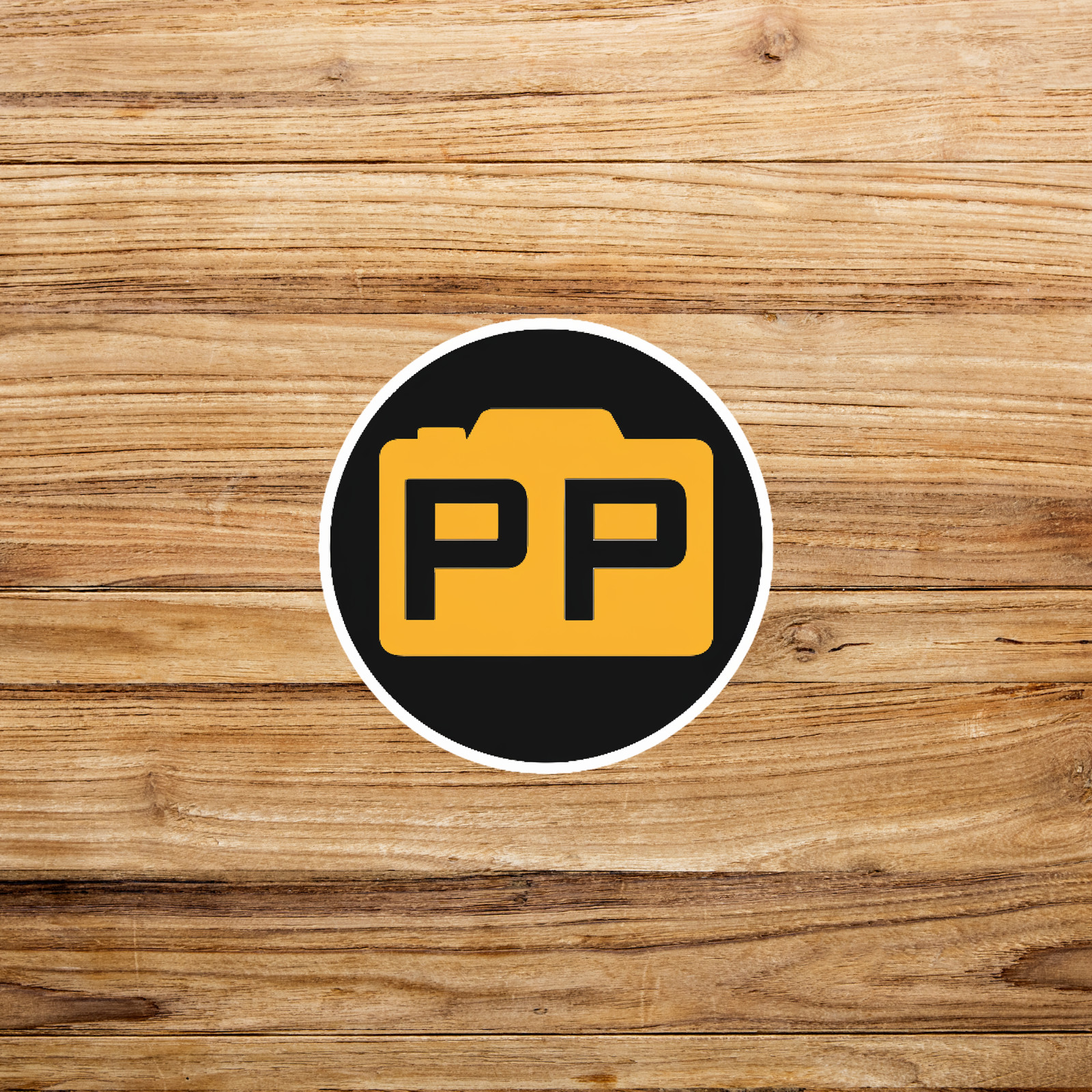 PP Folder Icon Sticker – Computer File Yellow Black Circle Label #1863