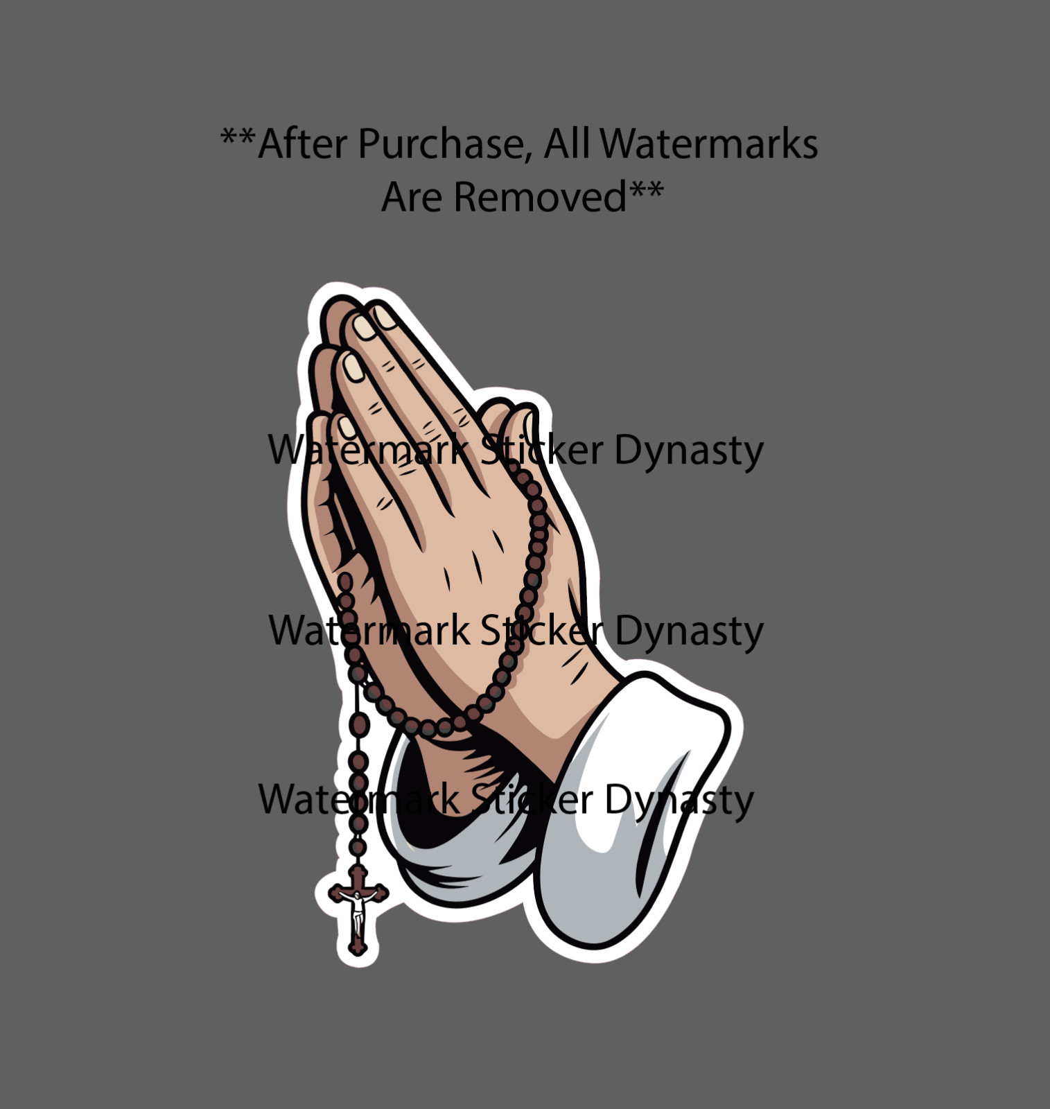 Praying Hands Sticker Waterproof Decal Rosary Catholic Church Jesus Gift NEW