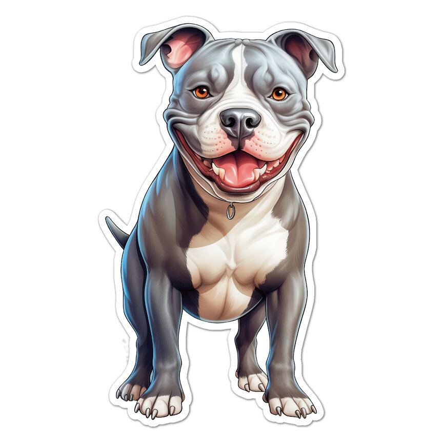 Smiling Pitbull Dog, Vinyl Decal Sticker, Indoor Outdoor, 3 Sizes, #9636
