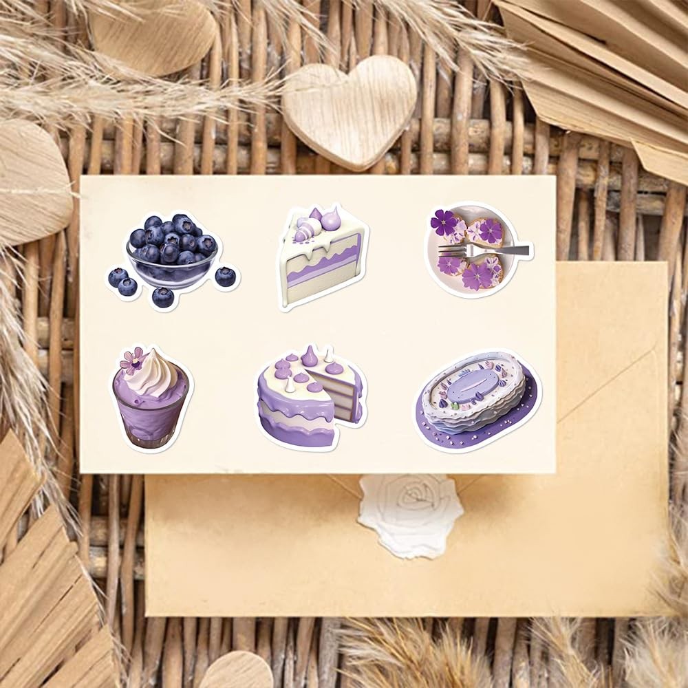 56pcs Cute Aesthetic Purple Stickers for Waterproof Vinyl Decals Water