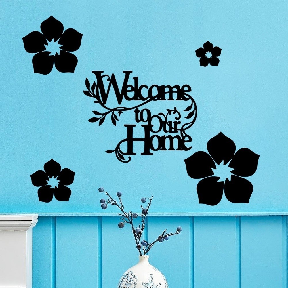 Black Welcome Home Wall Sticker PVC Waterproof Oil Resistant 29.5 cm x 22 cm
