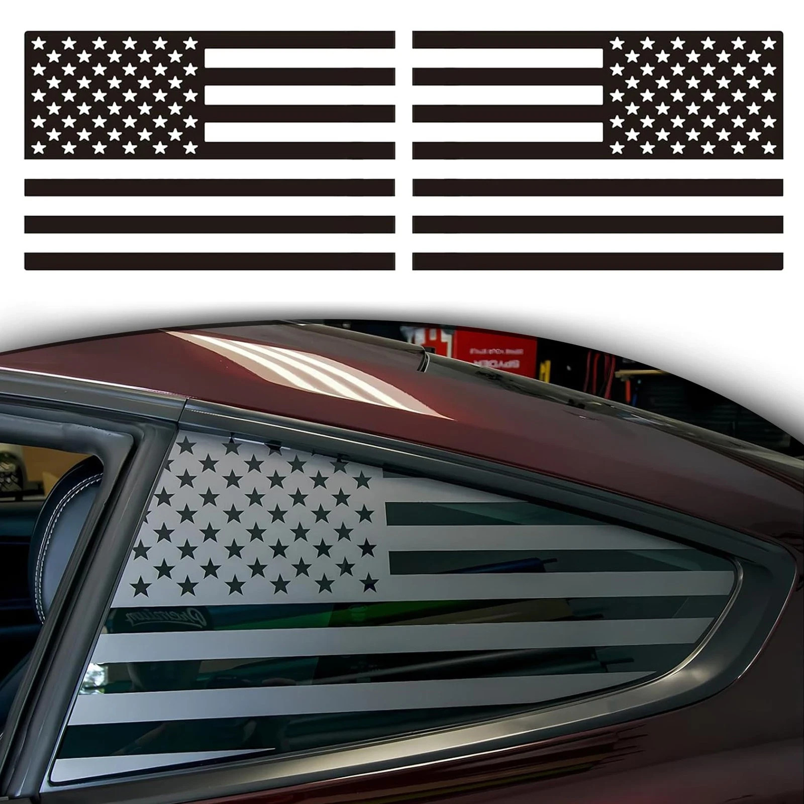 Rear Quarter Window American Flag Decal Car SUV Trucks, Universal Matte Back USA